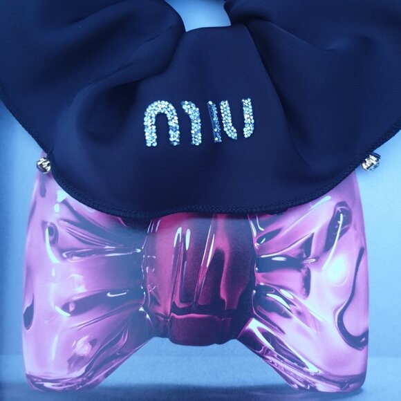 Miu Miu Black Hair Bow with Silver Sparkle